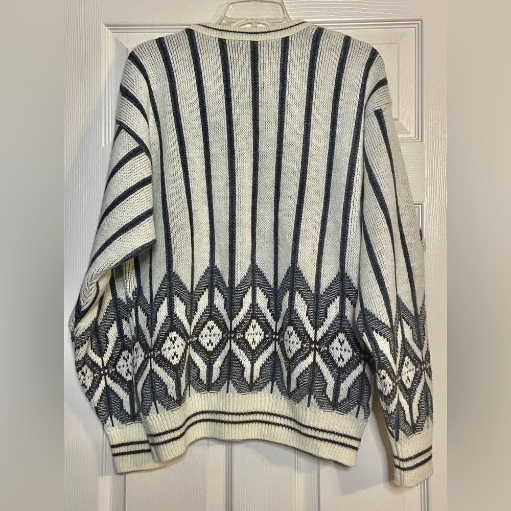 Vintage JANZEN 90s Sweater Men's Sz Medium Geometric Grandpa Style - Picture 3 of 3